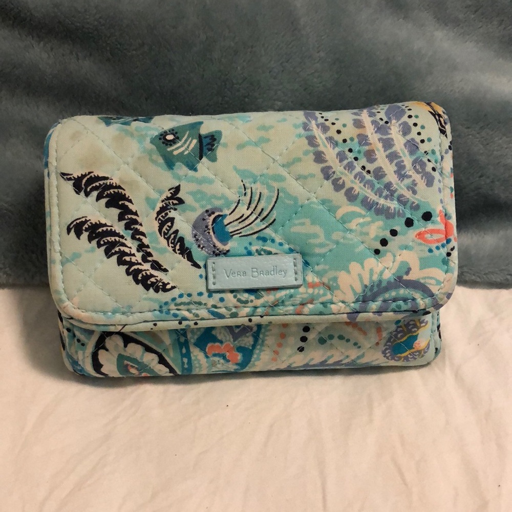 Vera Bradley Paisley Aqua Trifold Wallet